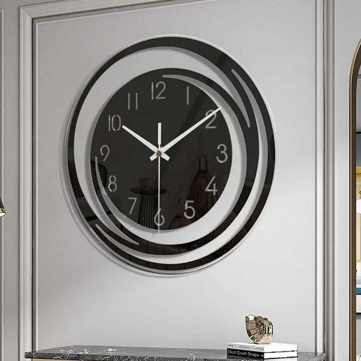 Silent geometric wall clock. Contemporary modern design enhances any home or office space.