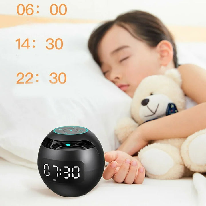 Versatile digital alarm clock, Bluetooth speaker, and adjustable night light for bedside or home decor.