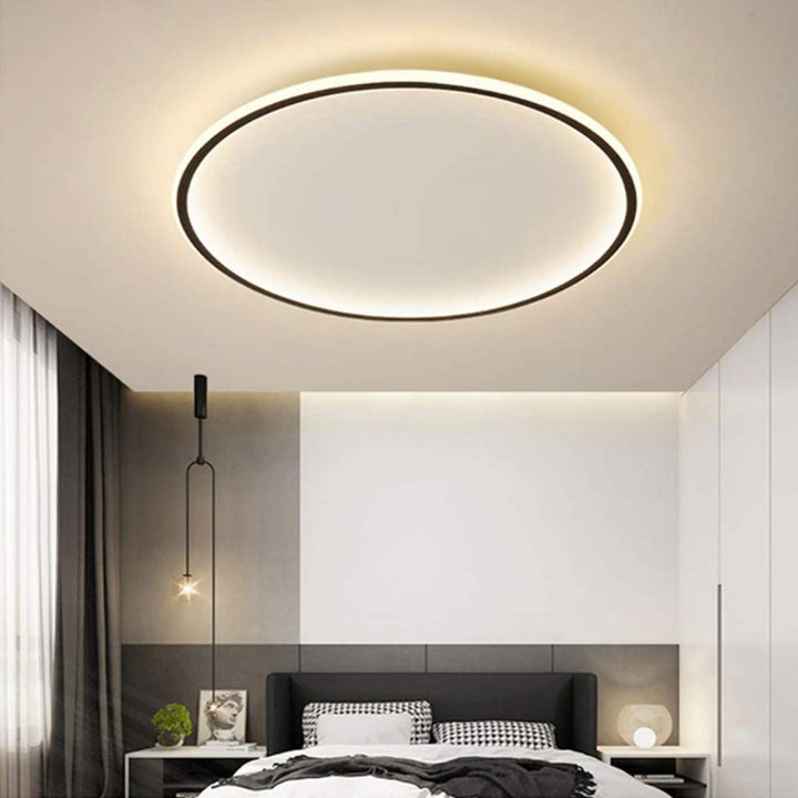"Modern Nordic LED Ceiling Light with minimalist round flush mount design, providing soft even illumination for modern interi