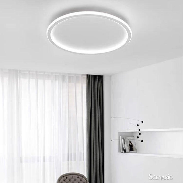 "Modern Nordic LED Ceiling Light with minimalist round flush mount design, providing soft even illumination for modern interi