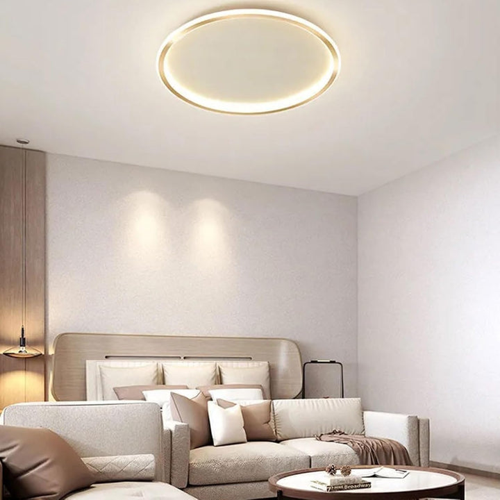 "Modern Nordic LED Ceiling Light with minimalist round flush mount design, providing soft even illumination for modern interi