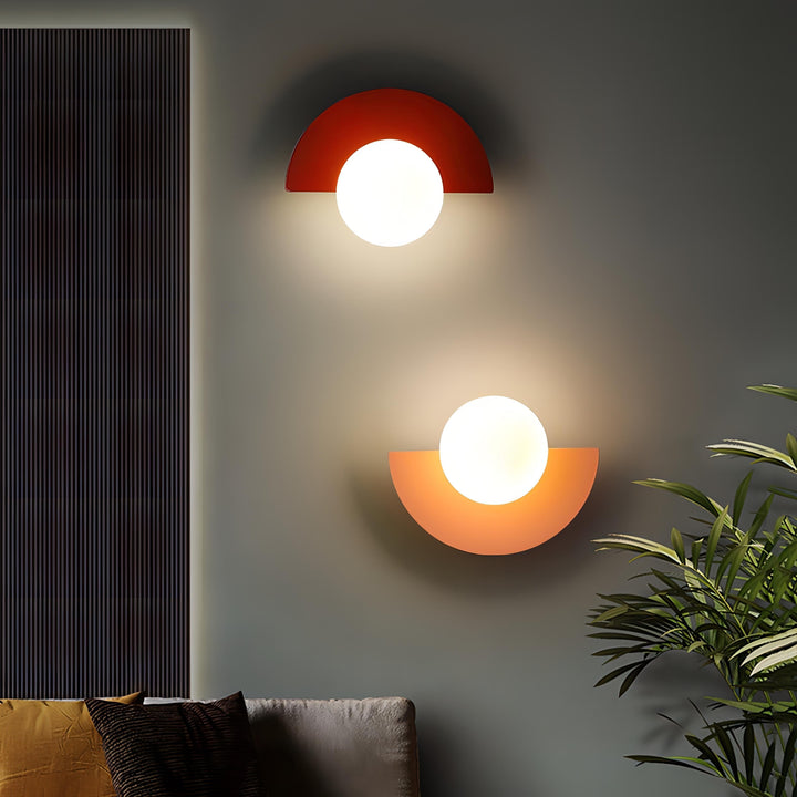 "Modern Nordic semicircle wall lamp in 6 colors, sleek design with touch switch, perfect for contemporary home lighting."