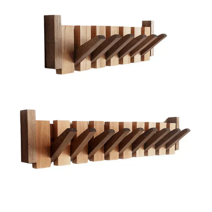 Home decor piano key wooden wall-mounted coat rack with 4 hooks. Compact & unique design for organization.