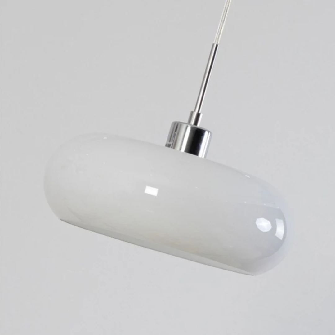 Elegant RadianceOrb round LED pendant light, available in warm white or orange light, with adjustable brightness.