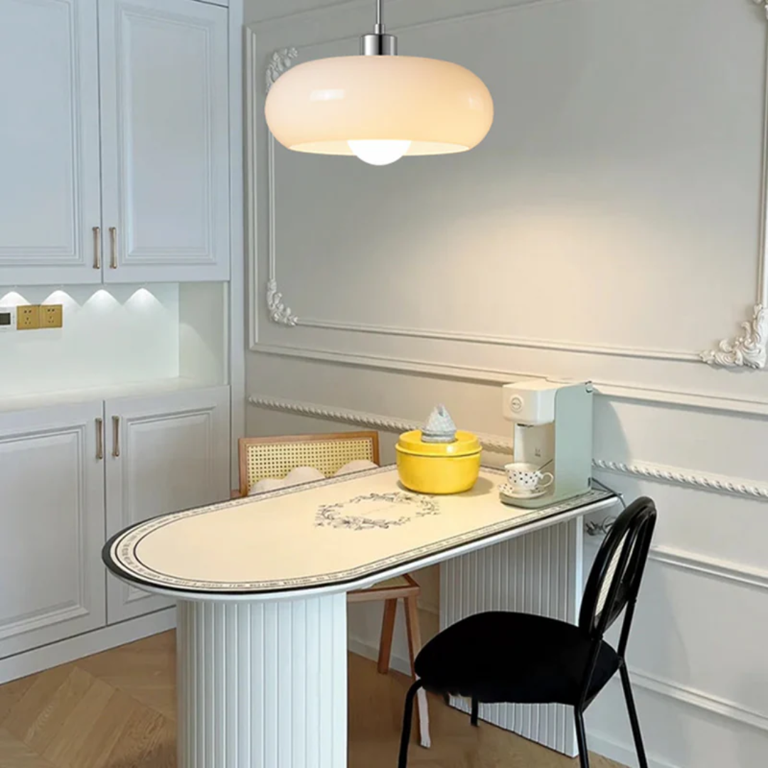 RadianceOrb modern round LED pendant light, warm white, for contemporary home decor, perfect for living rooms.
