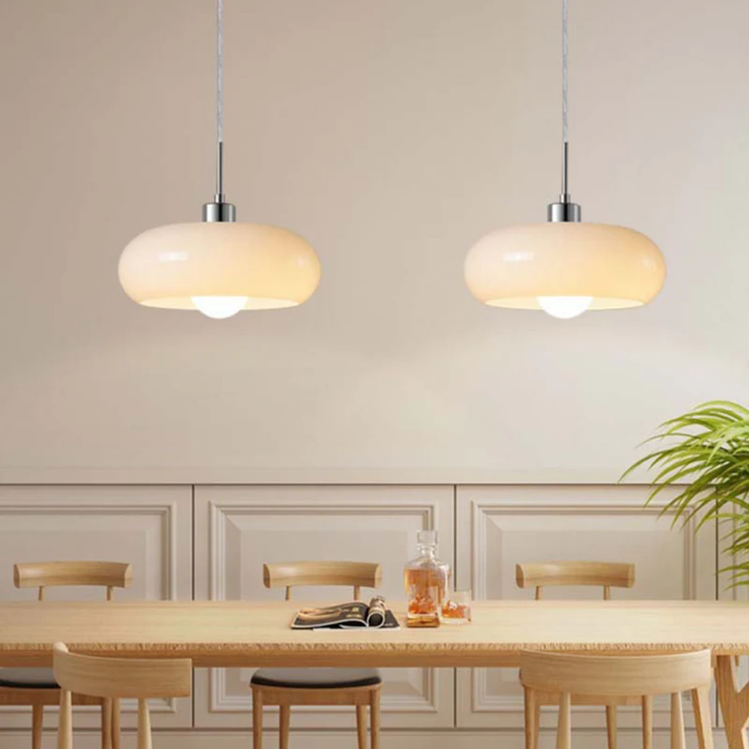 Futuristic RadianceOrb round LED pendant light, delivering energy-efficient warm white light for modern spaces.