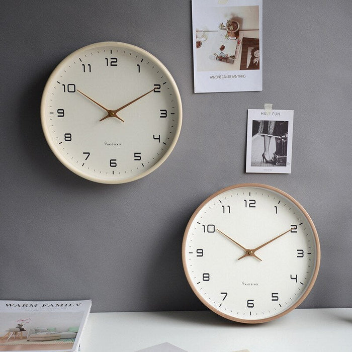 Modern Scandinavian silent wall clock in minimalist design, perfect for home or office decor.