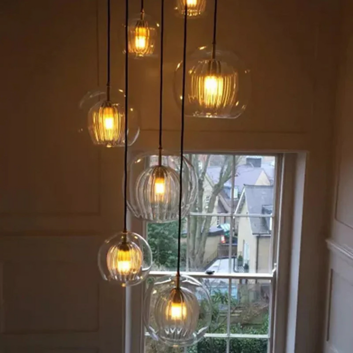 Aurora Sphere modern LED pendant, energy-efficient and spherical, for chic decor.