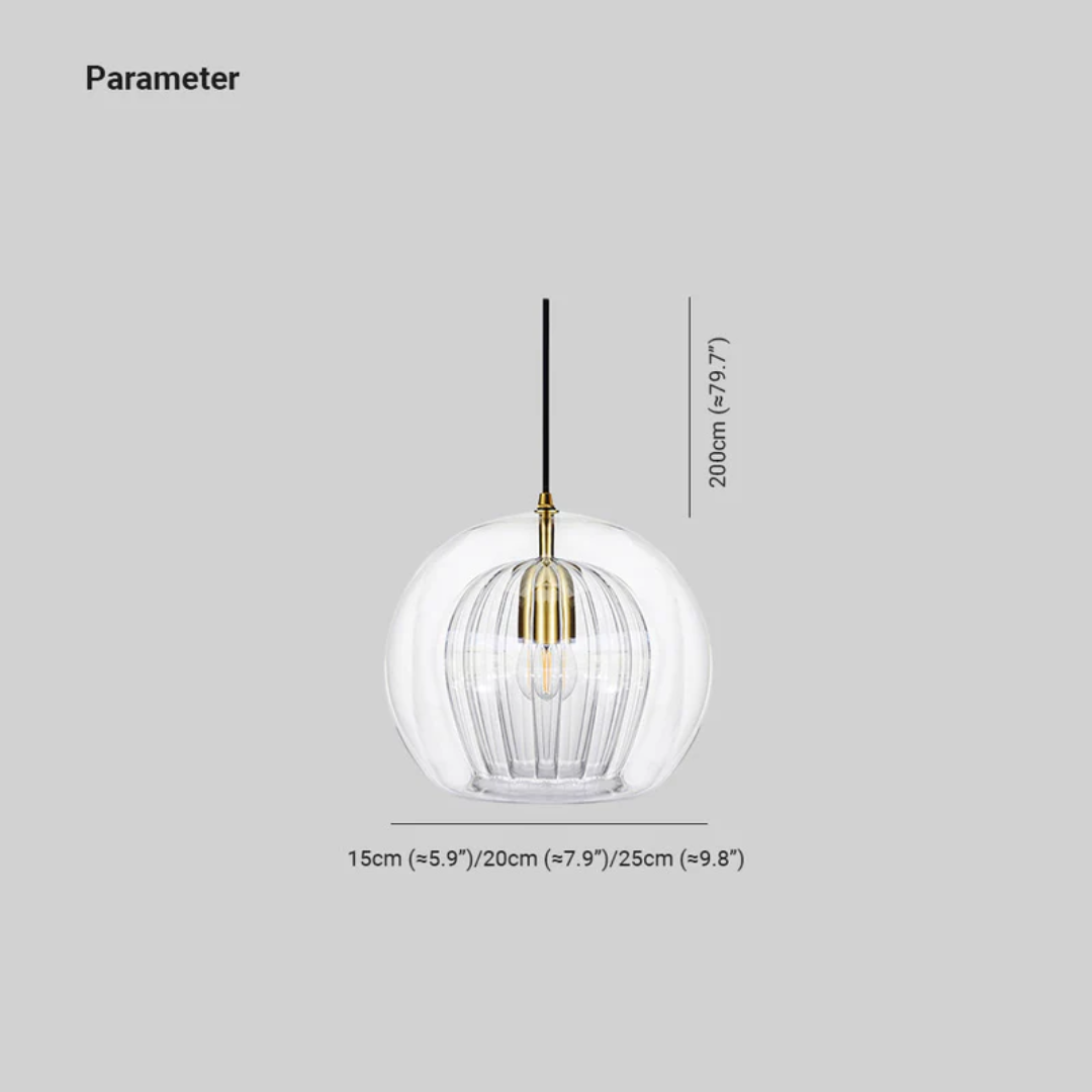 Stylish spherical LED pendant light, Aurora Sphere, modern design, warm glow.