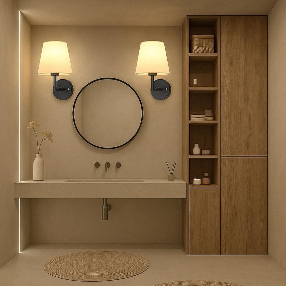 Portable wireless wall sconce, a dimmable decorative lamp with a fabric shade for modern bedroom & hallway decor.