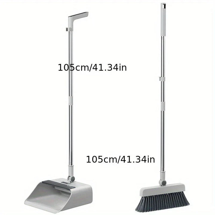 Multifunctional broom and dustpan set with 3-in-1 design, ergonomic handle, and self-cleaner, ideal for efficient home cleani