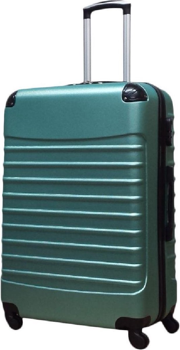 Rugged green 2-piece hard shell luggage set, spinner suitcases for durable travel & adventures.