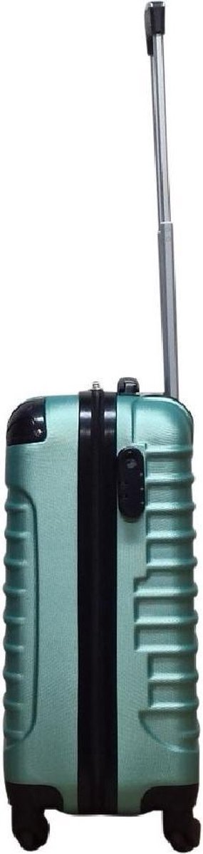Green hard shell 2-piece luggage set: carry-on & checked suitcase with spinner wheels for travel.