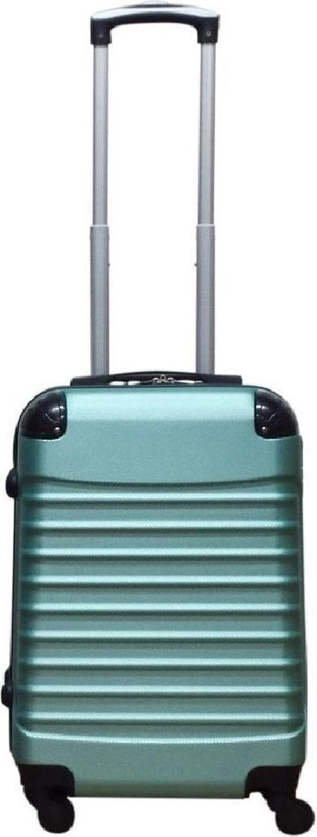 Stylish green hard shell luggage set, 2-piece with spinner wheels, great for modern travelers.