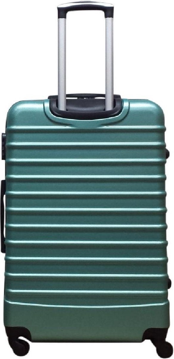 Green hard shell 2-piece luggage set: durable suitcases with spinner wheels for travel & vacation.