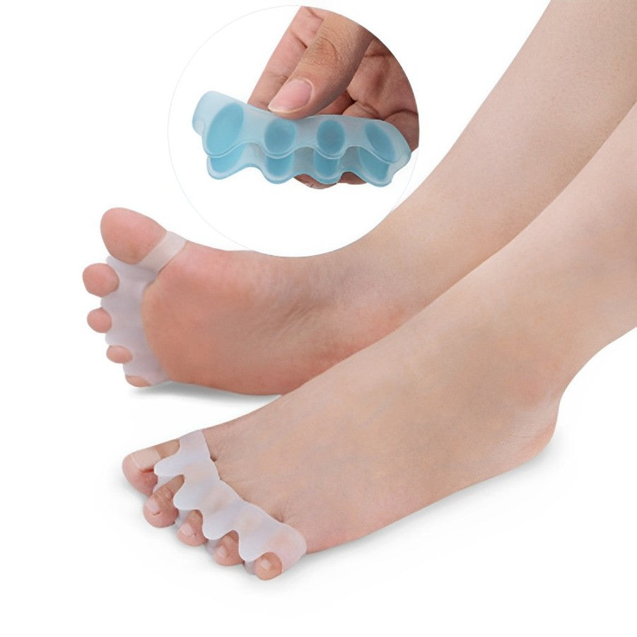 "Orthopedic Hammer Toe Splint Brace in silicone, providing toe alignment and pain relief; available in black, brown, white."