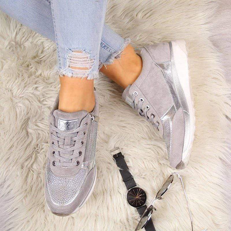 Pair of womens orthopedic sneakers for bunion relief, wide toe box, comfortable design