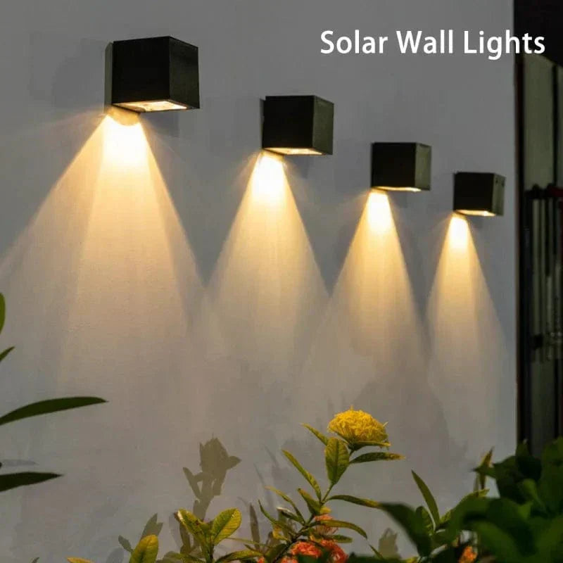 Outdoor LED solar wall light, European style, waterproof, garden lamp, IP65, elegant design
