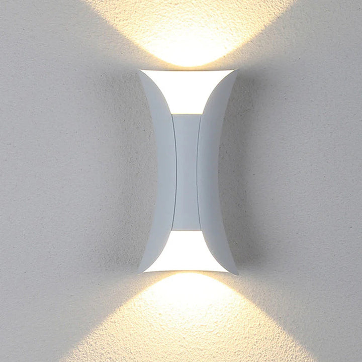 Outdoor LED wall light, modern design, durable aluminum, weatherproof IP65, bright warm light, perfect for gardens and patios