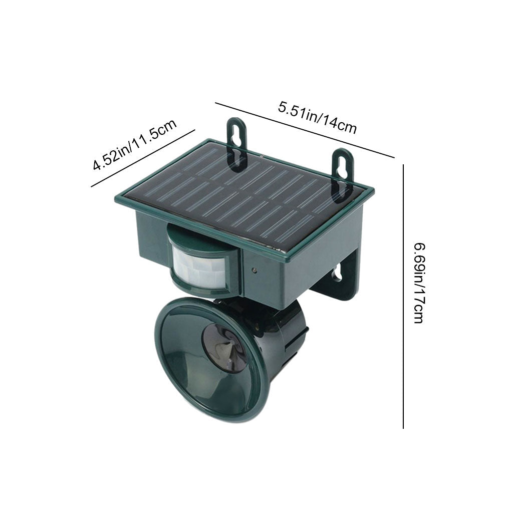 Durable outdoor bird repeller & scarer, solar powered with motion sensor, for lasting garden pest protection.