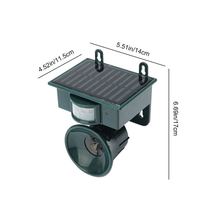 Durable outdoor bird repeller & scarer, solar powered with motion sensor, for lasting garden pest protection.