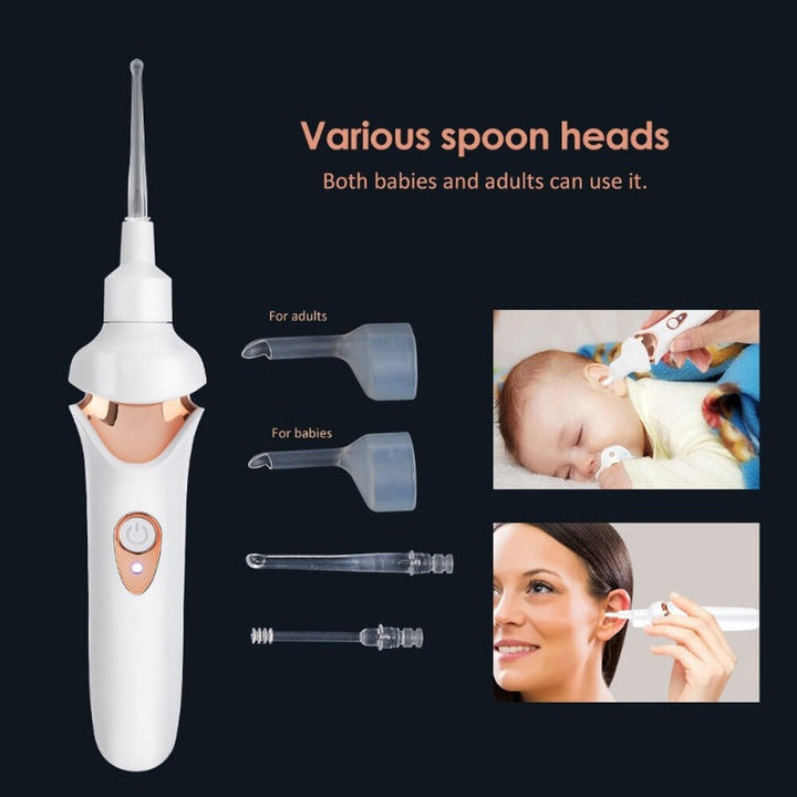 Gentle earwax removal with a safe ear vacuum cleaner, designed for comfortable home ear hygiene.