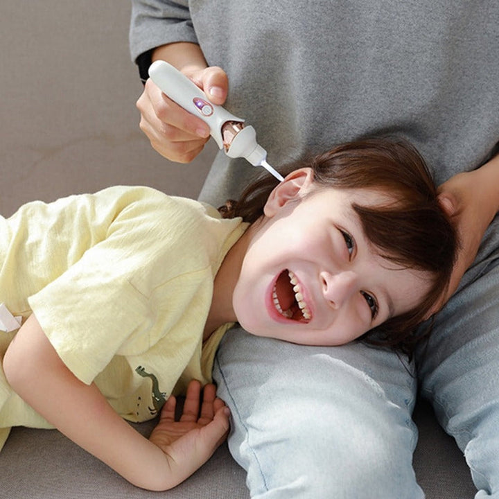 Complete ear hygiene kit featuring a painless ear vacuum cleaner and soft tips for gentle use.