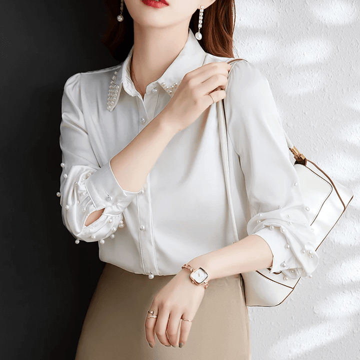 Pearl-Embellished Button-Up Shirt