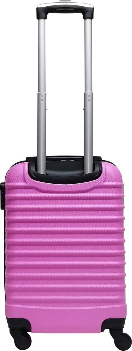 Lightweight pink 2-piece hardshell luggage set with secure zipper closure & 360-degree spinners.