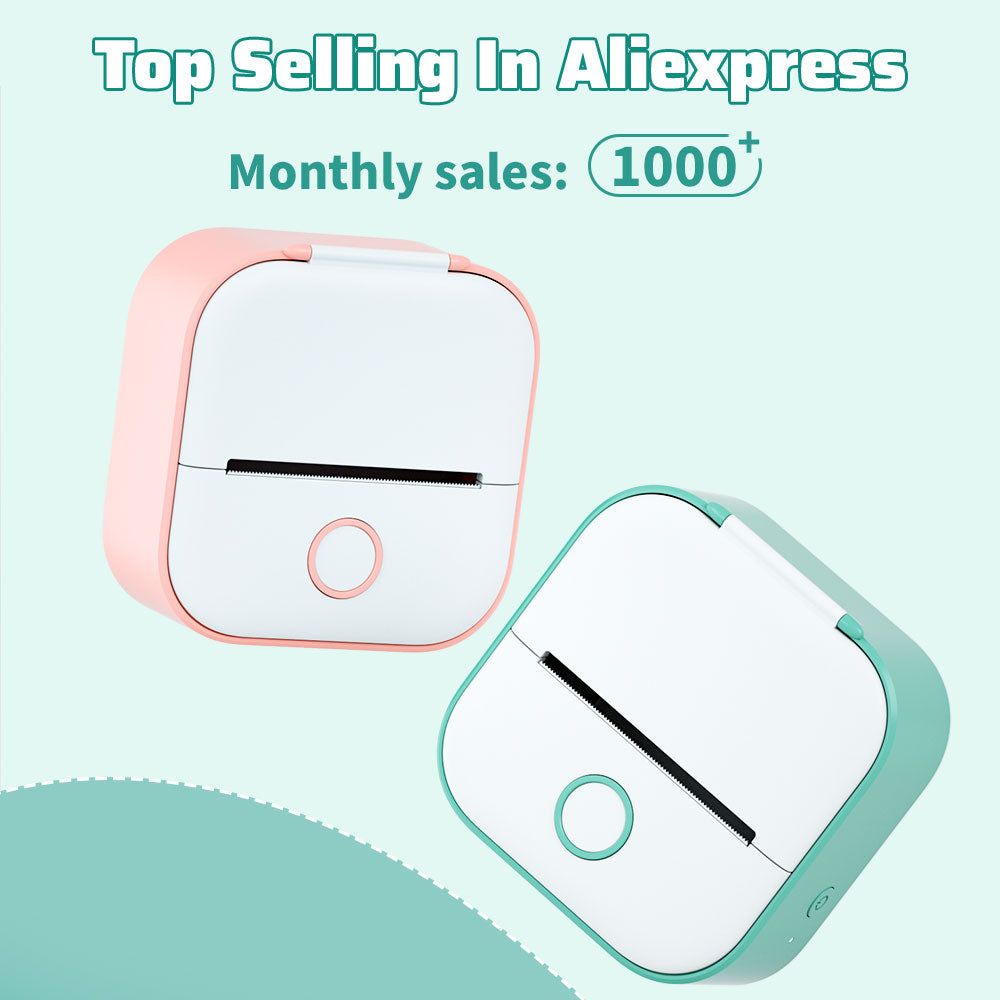 Pocket-sized inkless thermal photo printer. Sleek, compact design perfect for easy, portable instant printing.