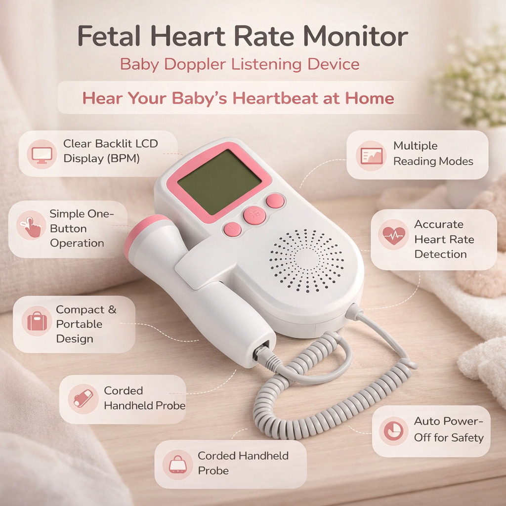 High-quality fetal doppler allows expectant mothers to clearly hear their baby's heartbeat, promoting prenatal bonding.
