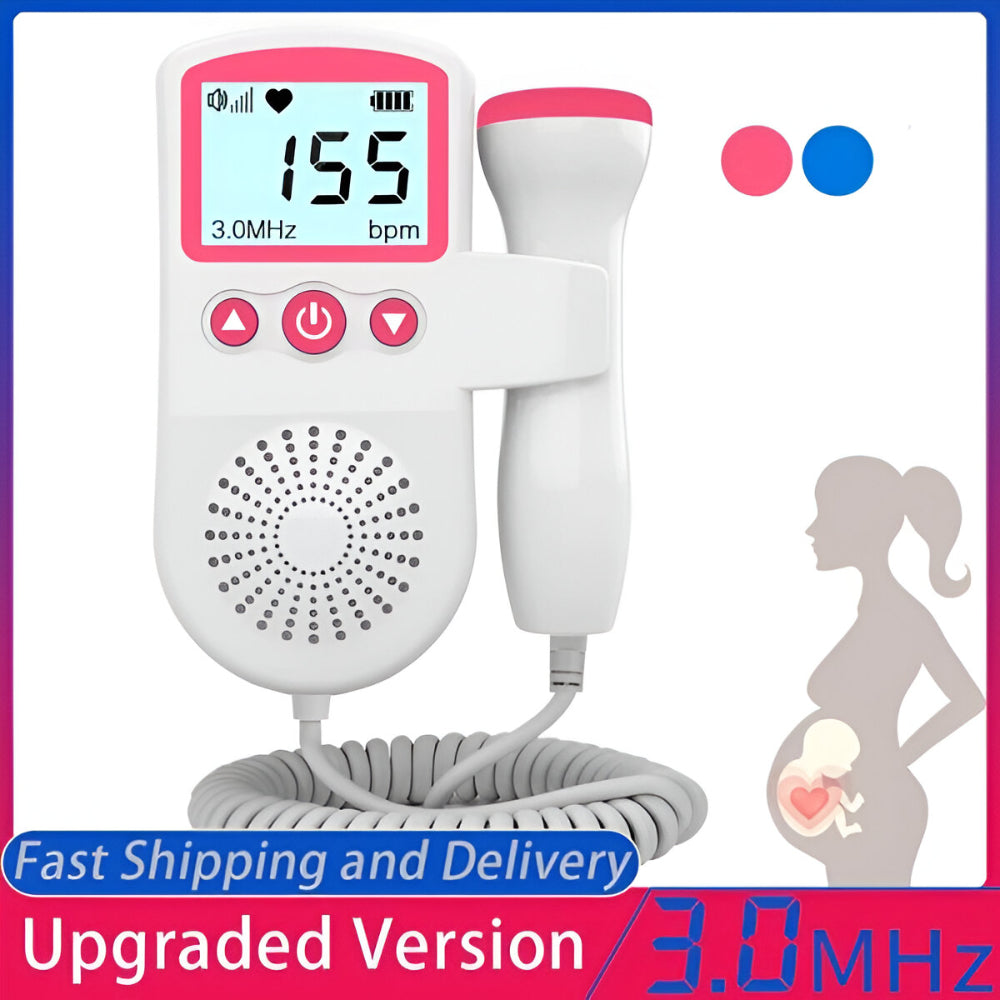Pregnancy fetal heart rate monitor, a portable doppler for expectant mothers to track baby's heartbeat at home.