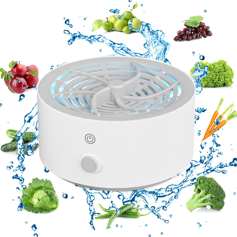 Portable kitchen produce washer cleaning fruits & veggies with chemical-free ionic technology for food safety.
