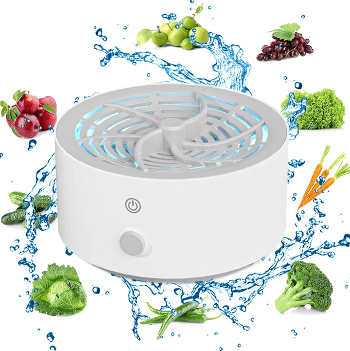 Portable kitchen produce washer cleaning fruits & veggies with chemical-free ionic technology for food safety.