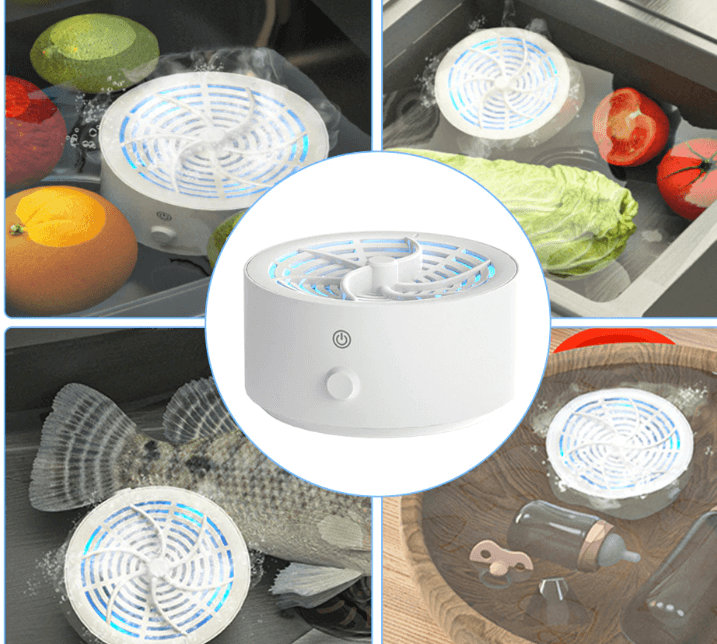 Portable vegetable cleaner & fruit washer removing impurities from berries and greens for chemical-free meals.