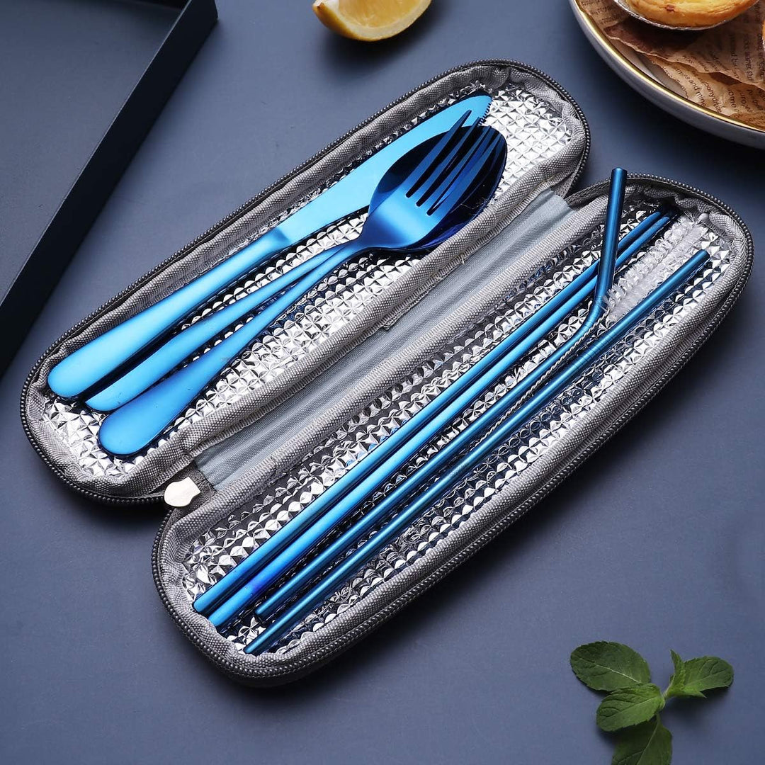 Reusable stainless steel cutlery set, a sustainable choice for your portable meals.