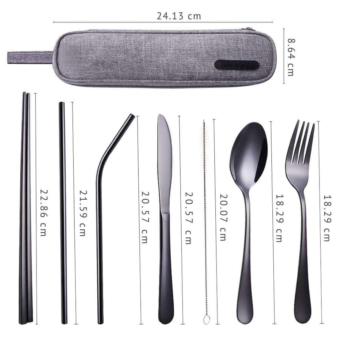 Travel essential: durable stainless steel cutlery set for all your on-the-go meals.