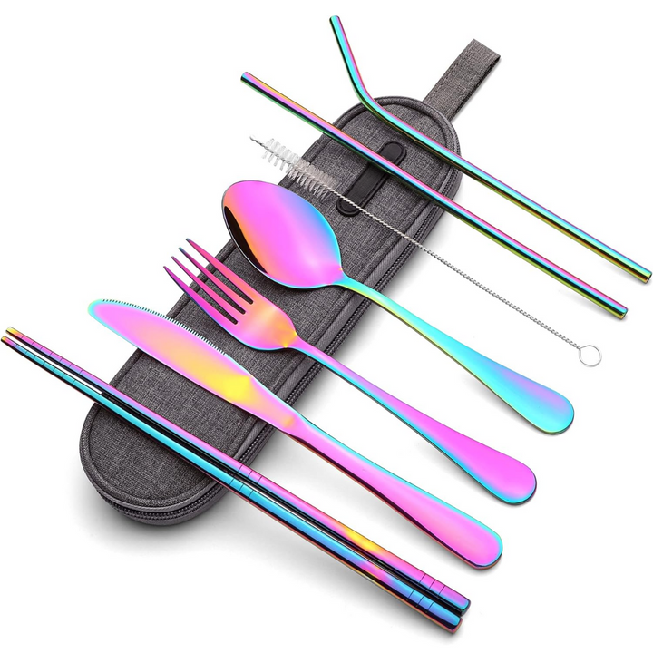Durable stainless steel portable cutlery set, essential for travel & office lunch breaks.