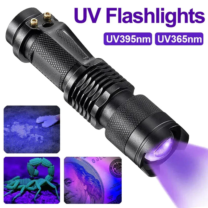 High-power UV flashlight, perfect for pet owners for quick and easy urine stain detection.