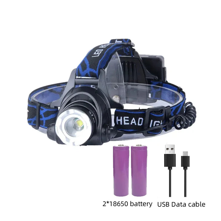 Durable, waterproof LED headlamp. Rechargeable & zoom features for tough outdoor conditions.