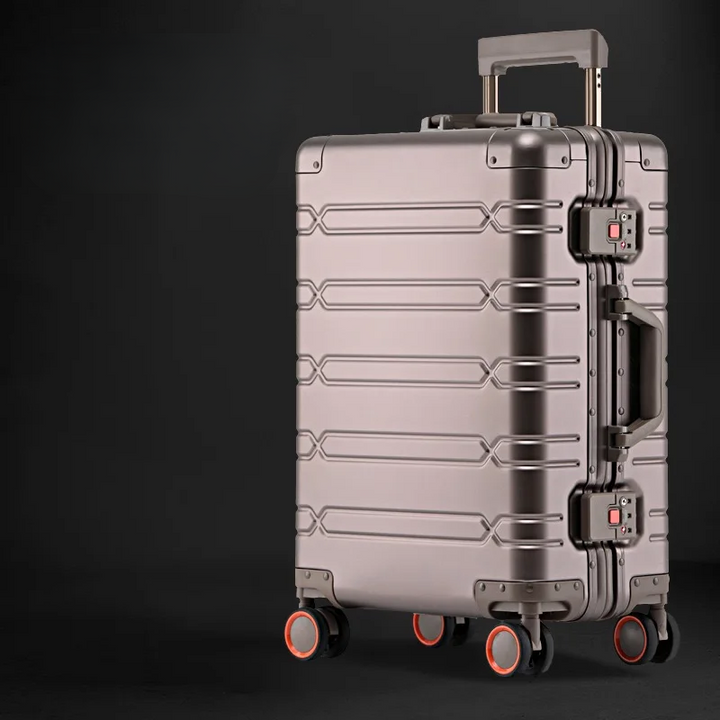 Premium aluminum magnesium hardshell suitcase, durable and luxurious for discerning travelers.