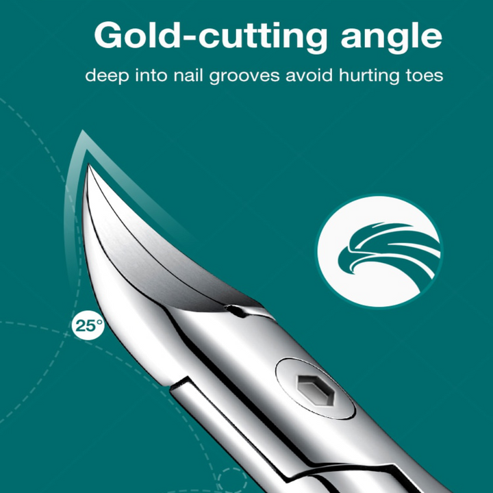Premium stainless steel toenail clipper for seniors & thick nails, designed for easy, precise foot care.