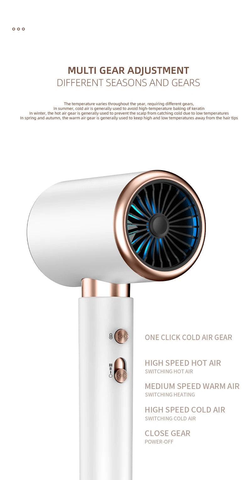 Achieve salon-grade hair with this 2400W professional hair dryer, featuring negative ions.