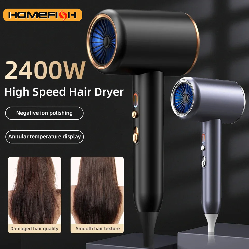 Powerful 2400W hair dryer, professional-grade with negative ions for fast drying & smooth hair.