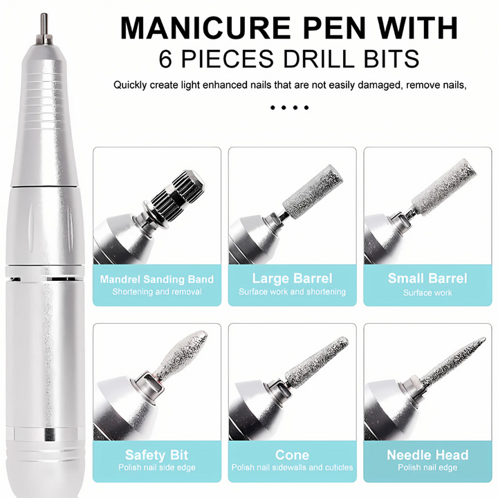 Cordless professional electric nail drill for efficient gel nail removal, acrylic shaping & advanced nail art.