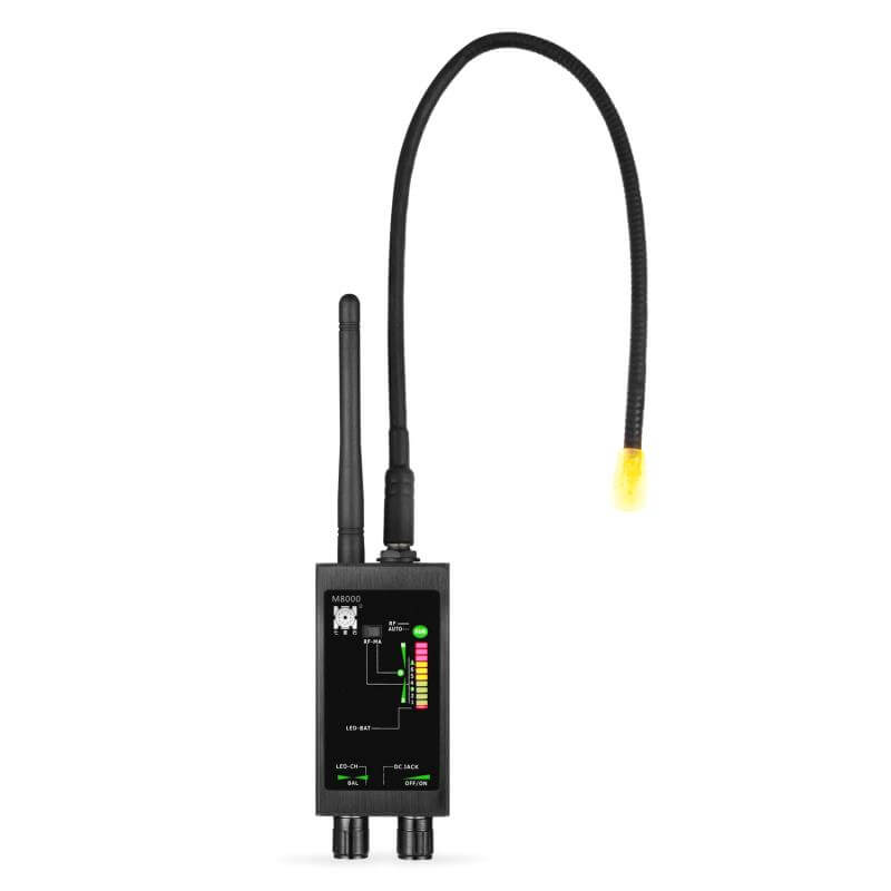 Portable GPS tracker & spy camera finder for privacy protection and home security.