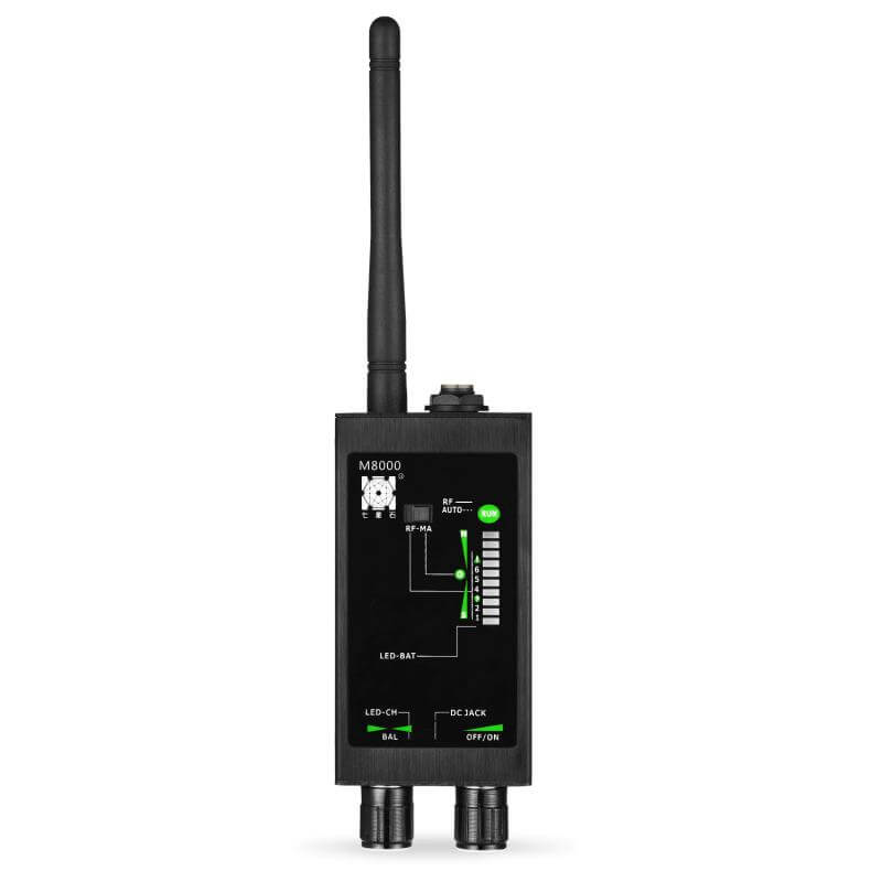 Electronic RF signal detector for hidden cameras, bugs, and anti-surveillance security.