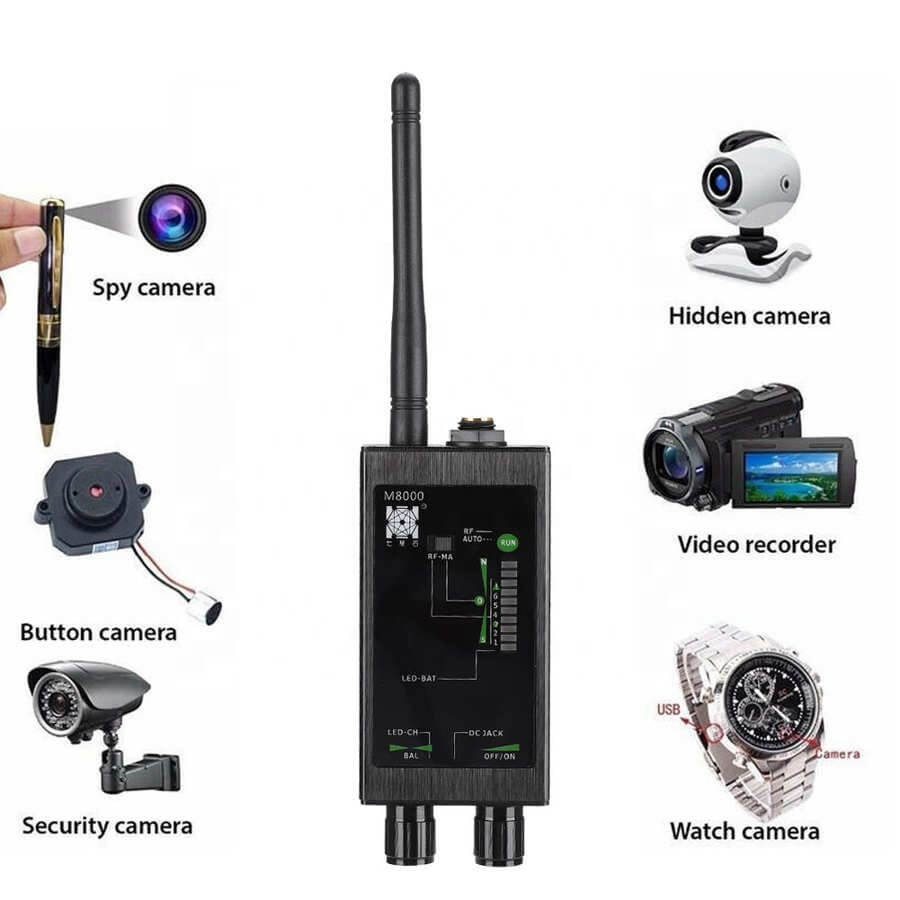 Professional security device for detecting hidden cameras, RF bugs, and GPS trackers. Ultimate privacy protection.
