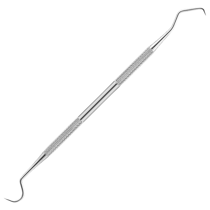Stainless steel dental explorer and scraper set, vital for maintaining optimal oral health.
