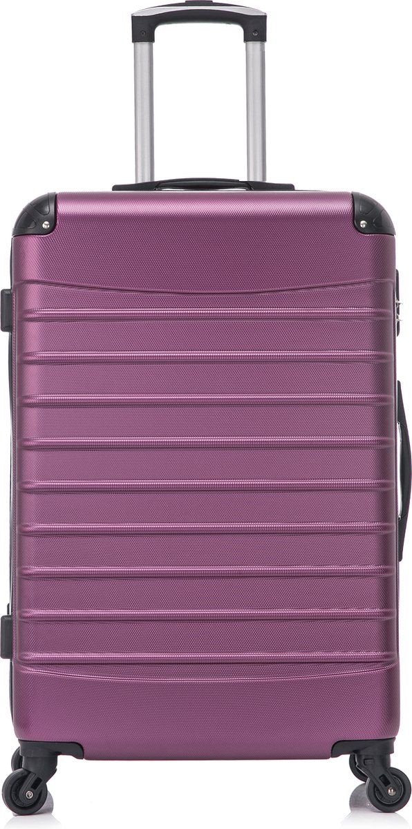Stylish purple 2-piece hard shell suitcase set; versatile rolling luggage for long trips or weekend getaways.